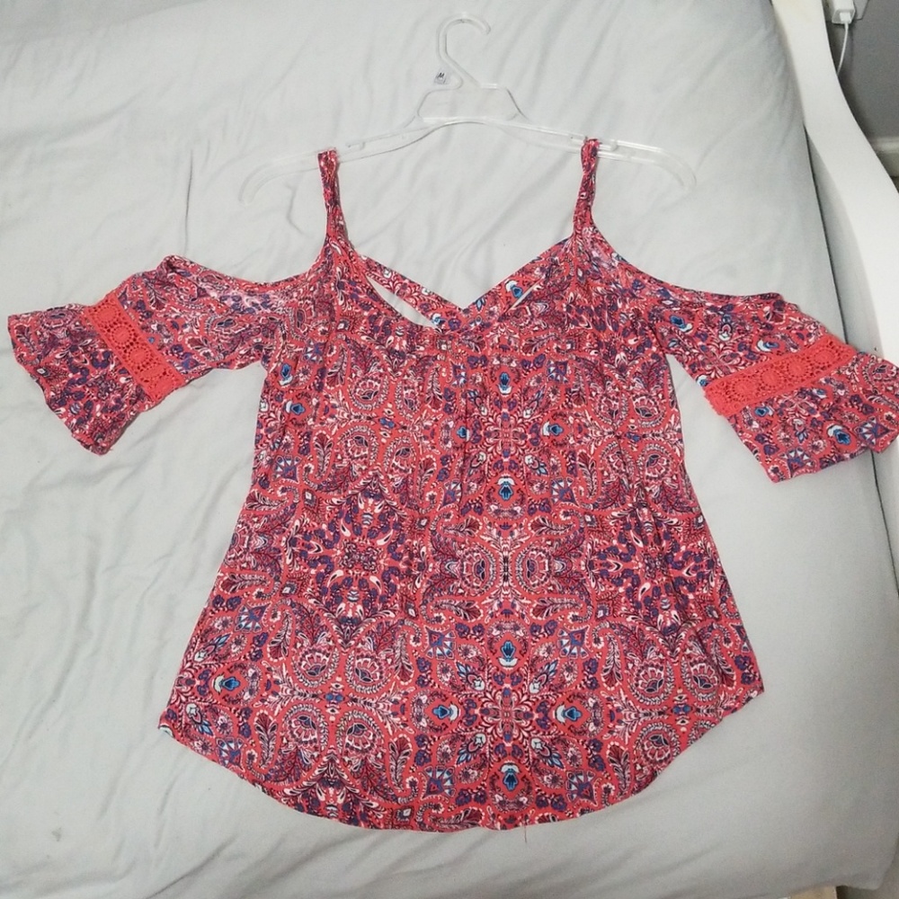 Open Shoulder Cross Back Blouse